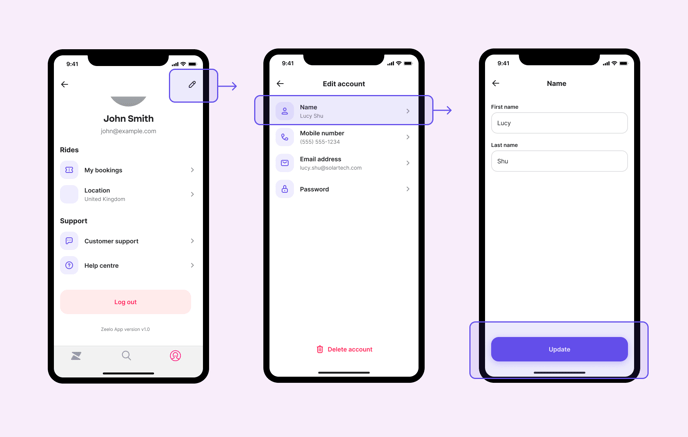 Change account detail - iOS