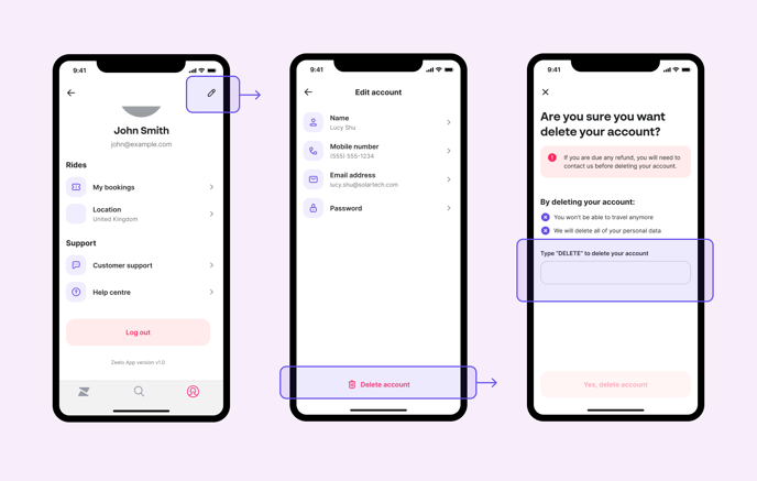 Delete account - iOS