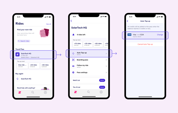 Manage Auto top-up - Change card