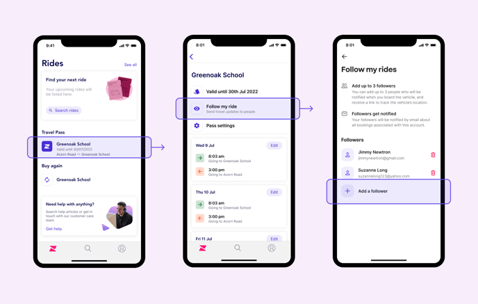 Manage booking - Followers - School