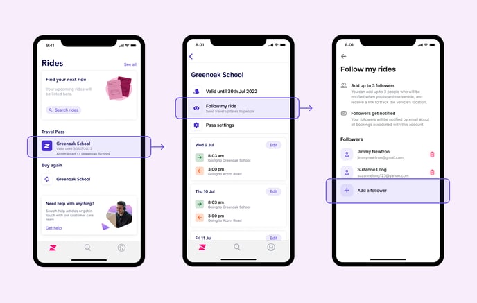 Manage booking - Followers - School