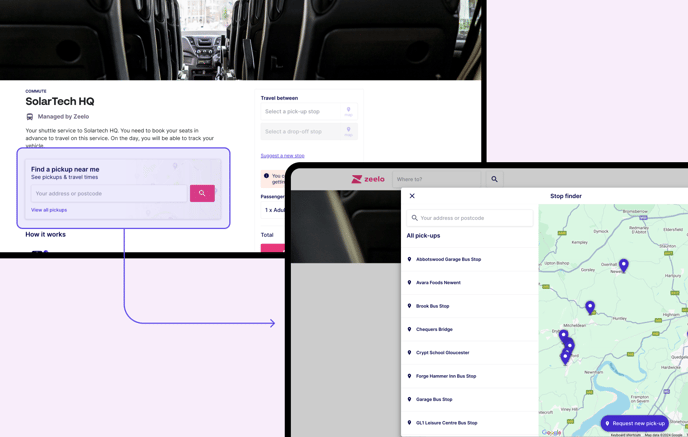 Select pickup stops - Web-app