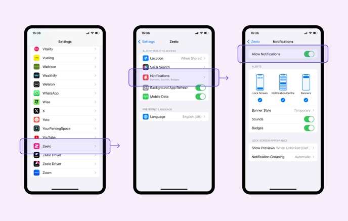 Settings - Allow notifications